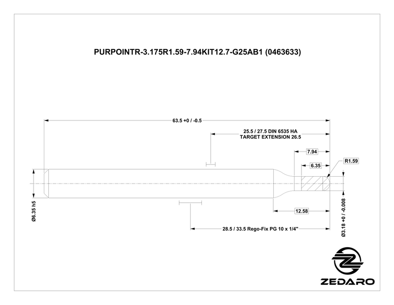 Zedaro PURPOINTR-3.175R1.59-7.94KIT12.7-G25AB1 (0463633)