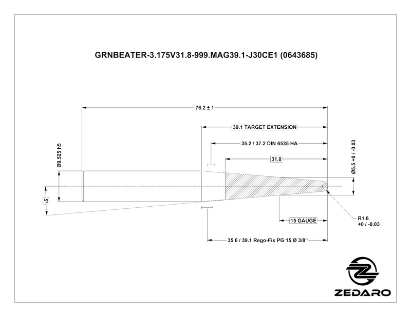 Zedaro GRNBEATER-3.175V31.8-999.MAG39.1-J30CE1 (0643685)