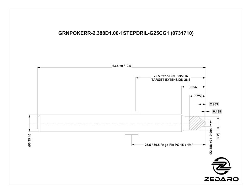 Zedaro GRNPOKERR-2.388D1.00-1STEPDRIL-G25CG1 (0731710)