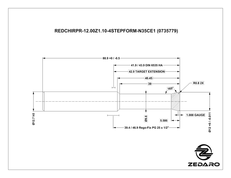 Zedaro REDCHIRPR-12.00Z1.10-4STEPFORM-N35CE1 (0735779)