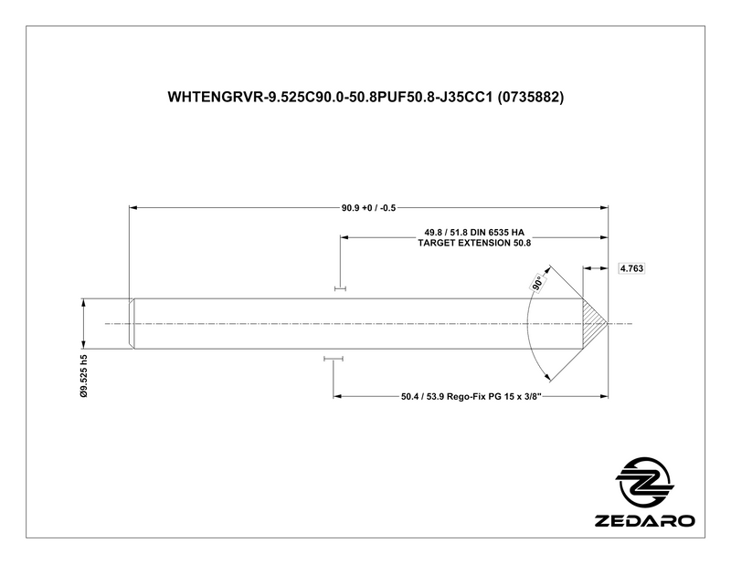 Zedaro WHTENGRVR-9.525C90.0-50.8PUF50.8-J35CC1 (0735882)