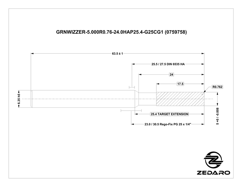 Zedaro GRNWIZZER-5.000R0.76-24.0HAP25.4-G25CG1 (0759758)