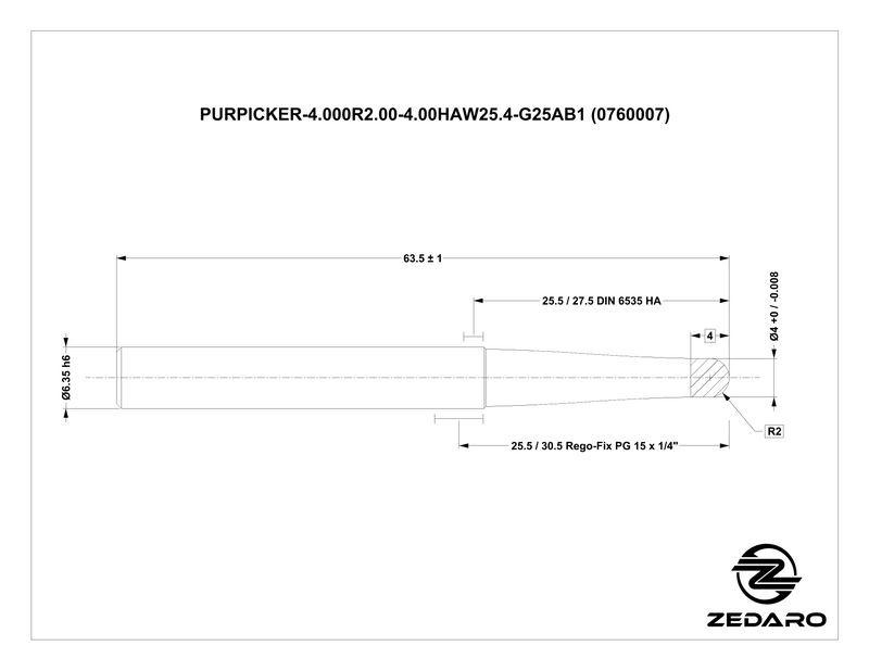 Zedaro PURPICKER-4.000R2.00-4.00HAW25.4-G25AB1 (0760007)