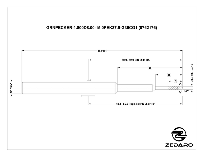 Zedaro GRNPECKER-1.800D8.00-15.0PEK37.5-G35CG1 (0762176)