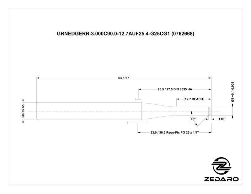 Zedaro GRNEDGERR-3.000C90.0-12.7AUF25.4-G25CG1 (0762668)