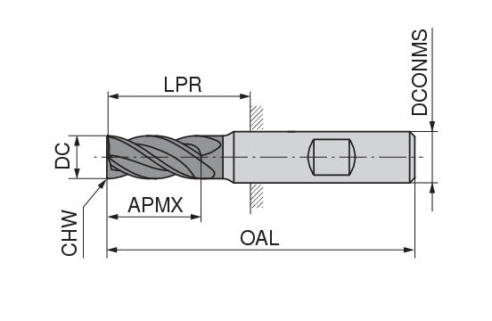 Ceratizit NTR.SS.6,0.30°.Z3.HB.L APA72S Roughing-Finishing Cutter 5231806000 (0731252)