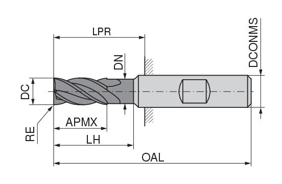 Ceratizit PCR-UNI.H-SA.9,0.36°.Z4.HB.EL APA72S MonsterMill - Plunge milling cutter with corner radius 5261509000 (0731371)