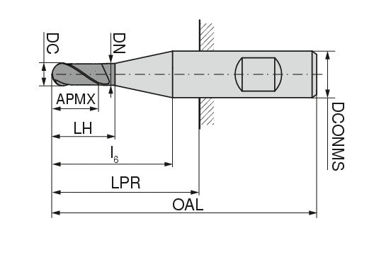 Ceratizit N.RD.24,0.30°.Z2.HB.EK TI100PRO Ball Nosed End Milling Cutter HSS-E Co 8 54041240 (0762113)