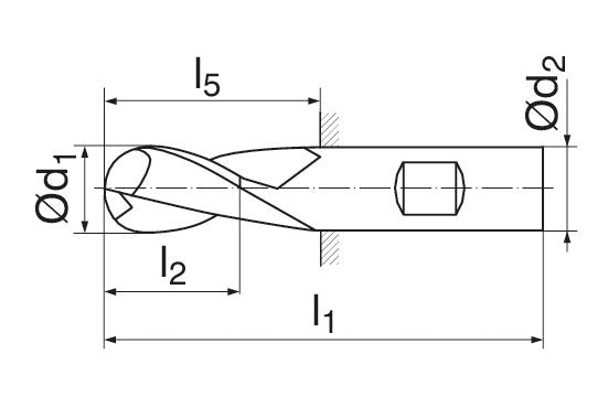 Ceratizit N.H-RD.10,0.35°.Z2.HB.K TI1000 Ball Nosed Cutter 54055100 (0762132)